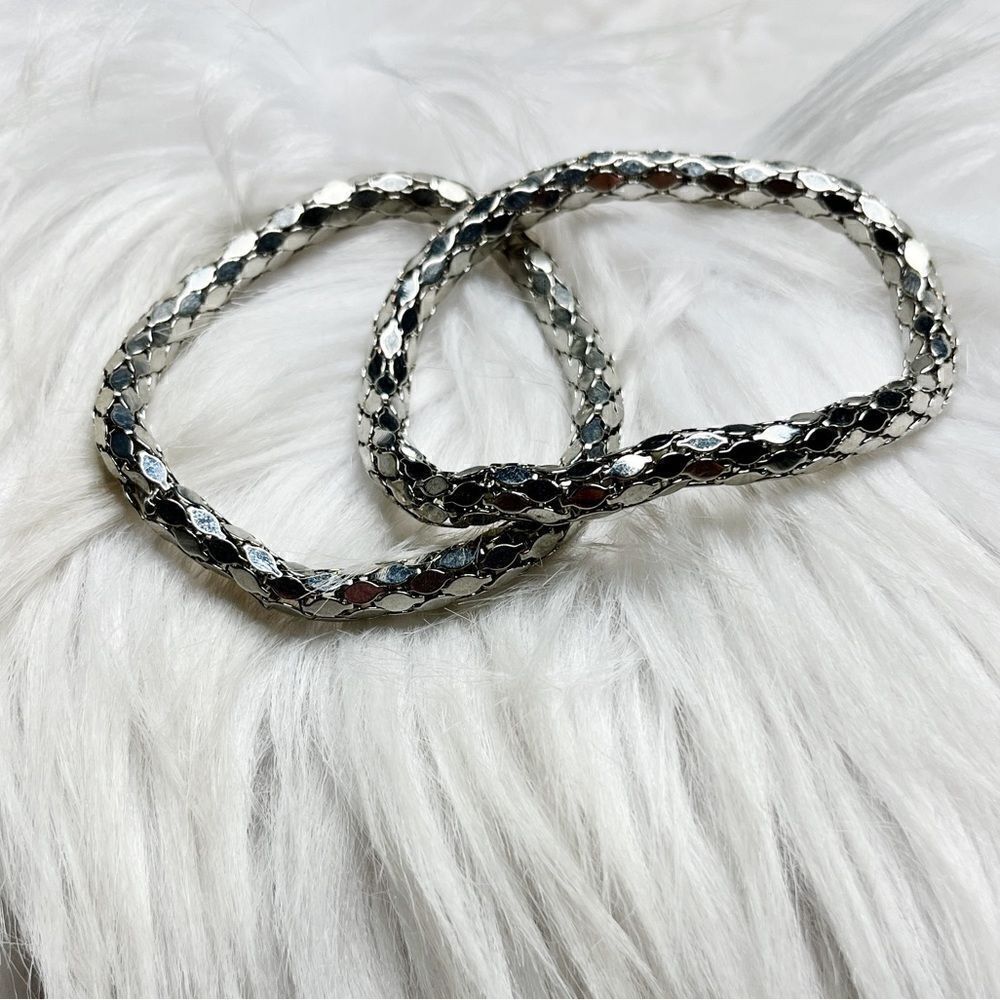 Fashion Stretchy Bangle Bracelets Silver One Size